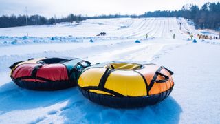 Tube on snowy slope