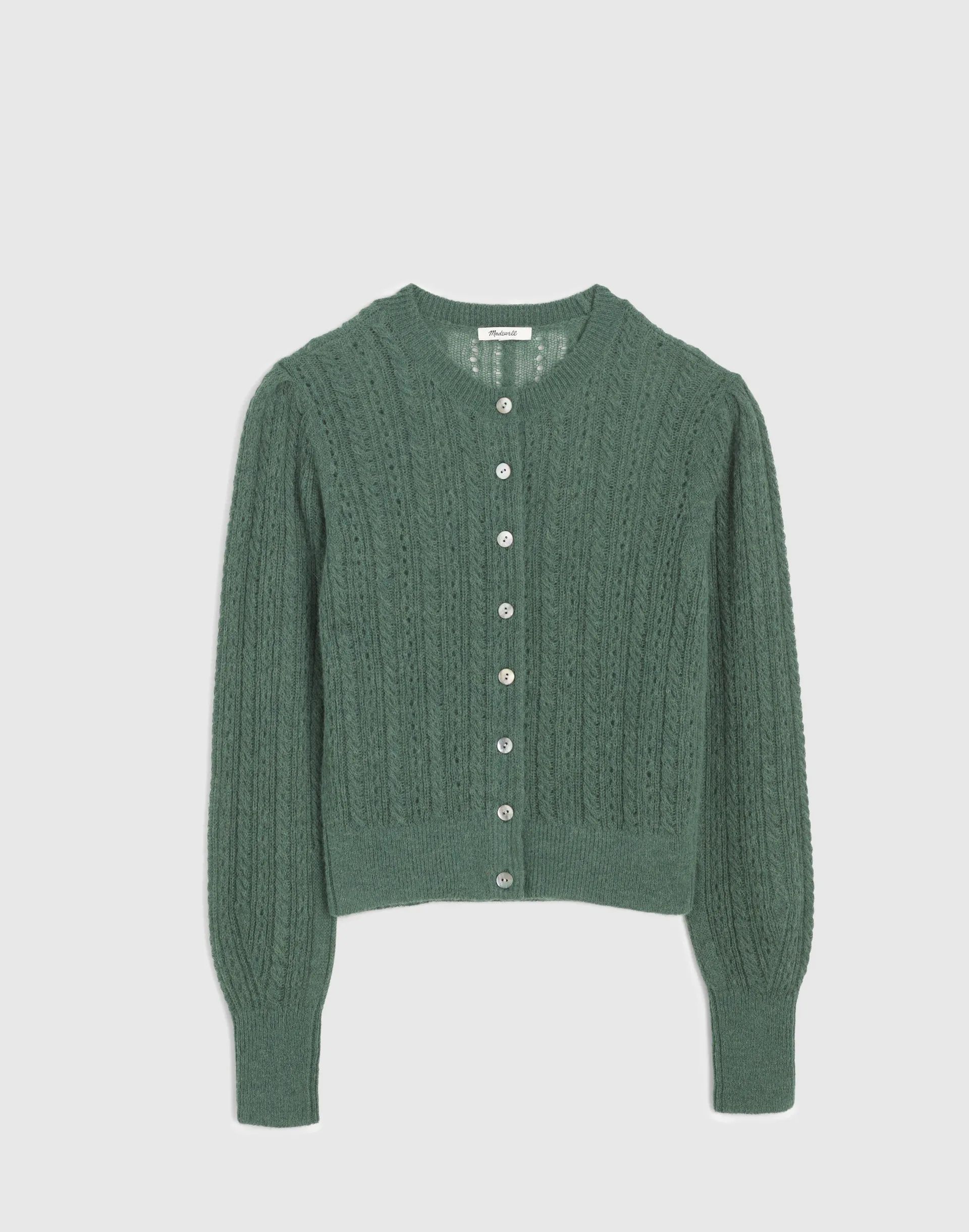 Pointelle-Stitch Cardigan in Alpaca Blend