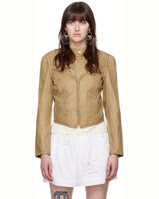 Tan Alexandra Leather Jacket