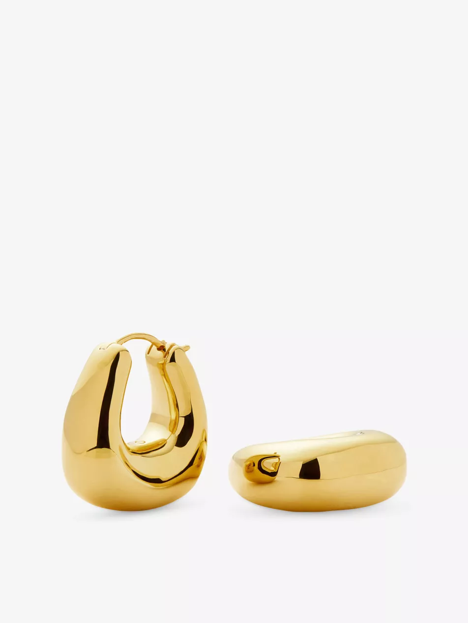 Sculptural Chubby Small 18ct Yellow Gold-Plated Brass Hoop Earrings
