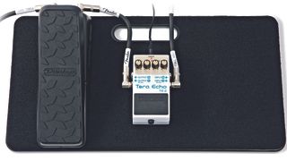 A delay pedal being used with an expression pedal