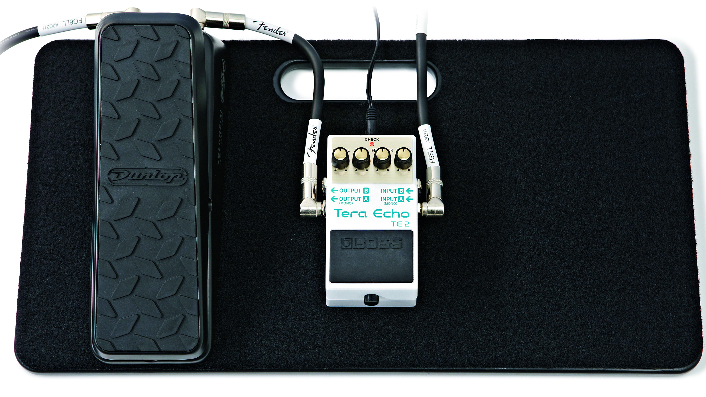 A delay pedal being used with an expression pedal