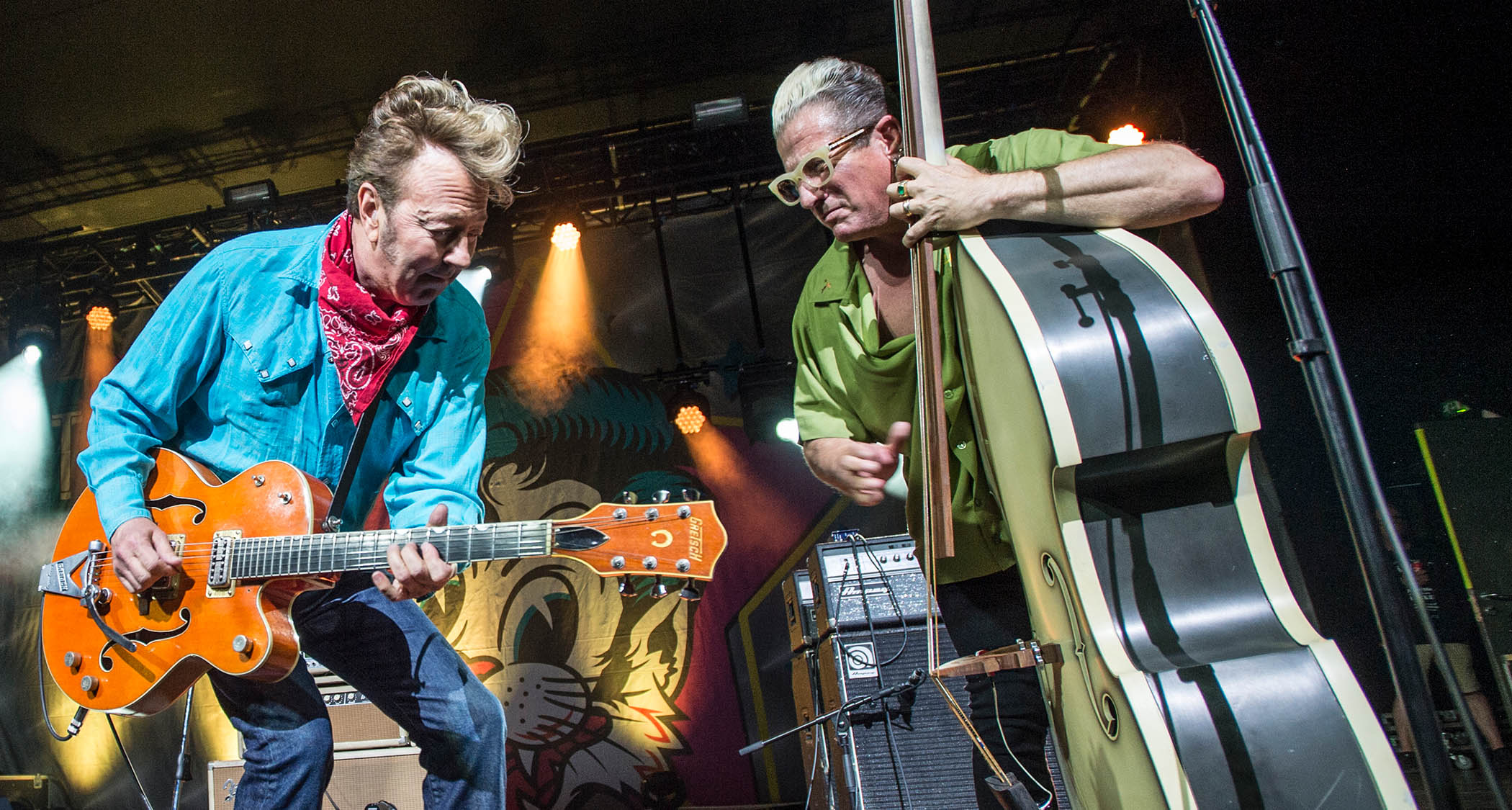 Brian Setzer rocks out with the Stray Cats onstage