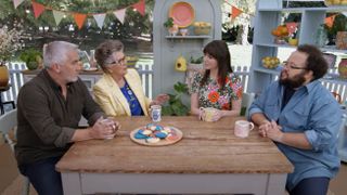 Paul Hollywood, Prue Leith, Casey Wilson and Zach Cherry on The Great American Baking Show