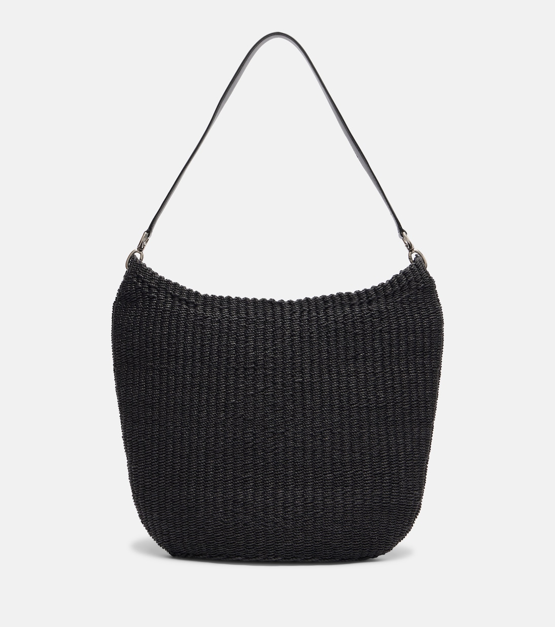 Small Slope Sling Woven Shoulder Bag in Black - Phoebe Philo