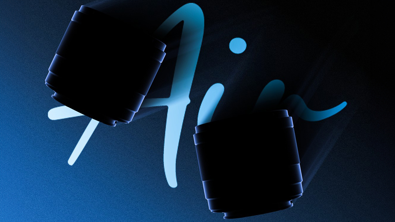 Two silhouette-like cylinders release light blue vapor against a dark background, with the word &quot;Air&quot; softly illuminated in the center
