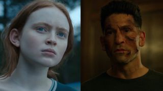 Sadie Sink in Stranger Things and Jon Bernthal in the Punisher show side by side