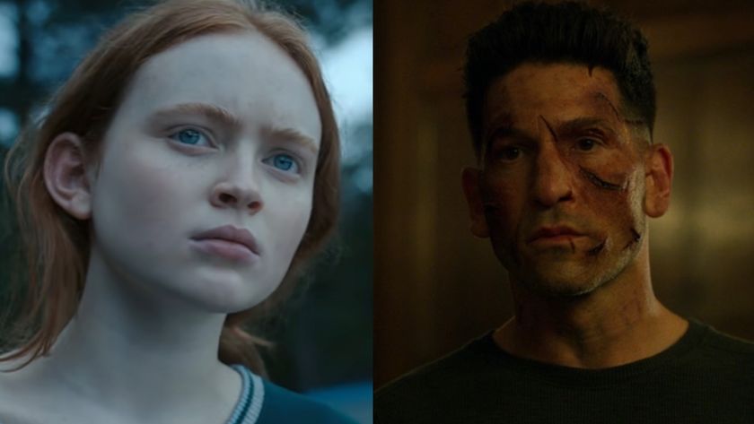 Sadie Sink in Stranger Things and Jon Bernthal in the Punisher show side by side 