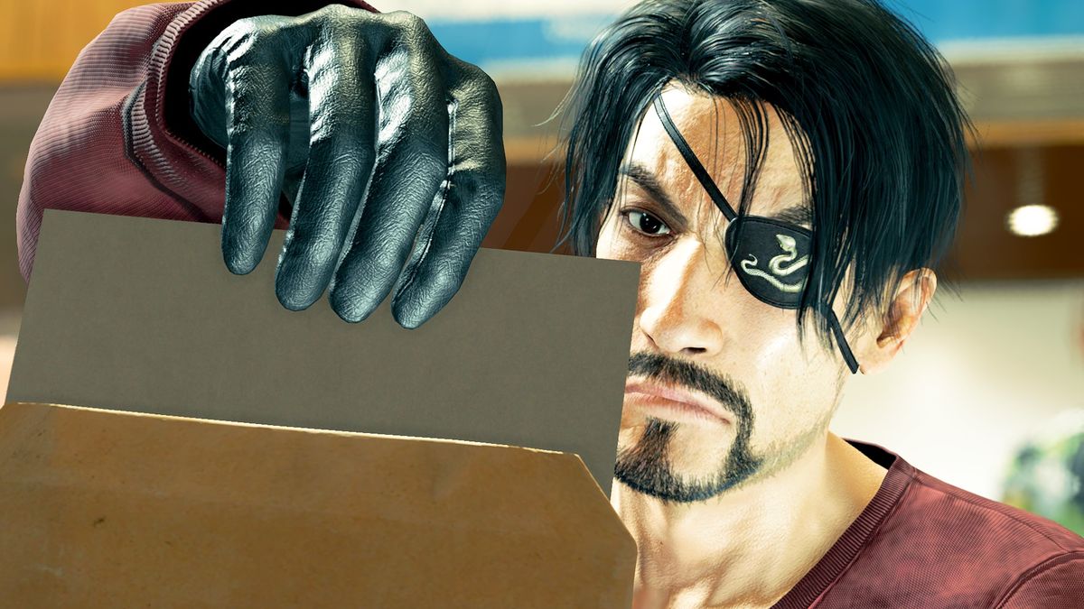 Majima from Pirate Yakuza in Hawaii looking at a document