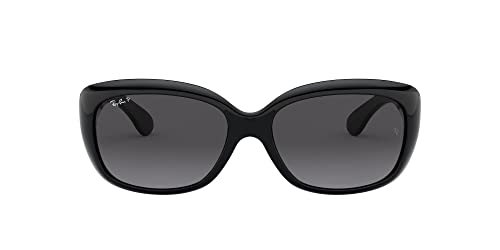 Ray-Ban Women's Rb4101 Jackie Ohh Butterfly Sunglasses, Black/polarized Light Grey Gradient Dark Grey, 58 Mm