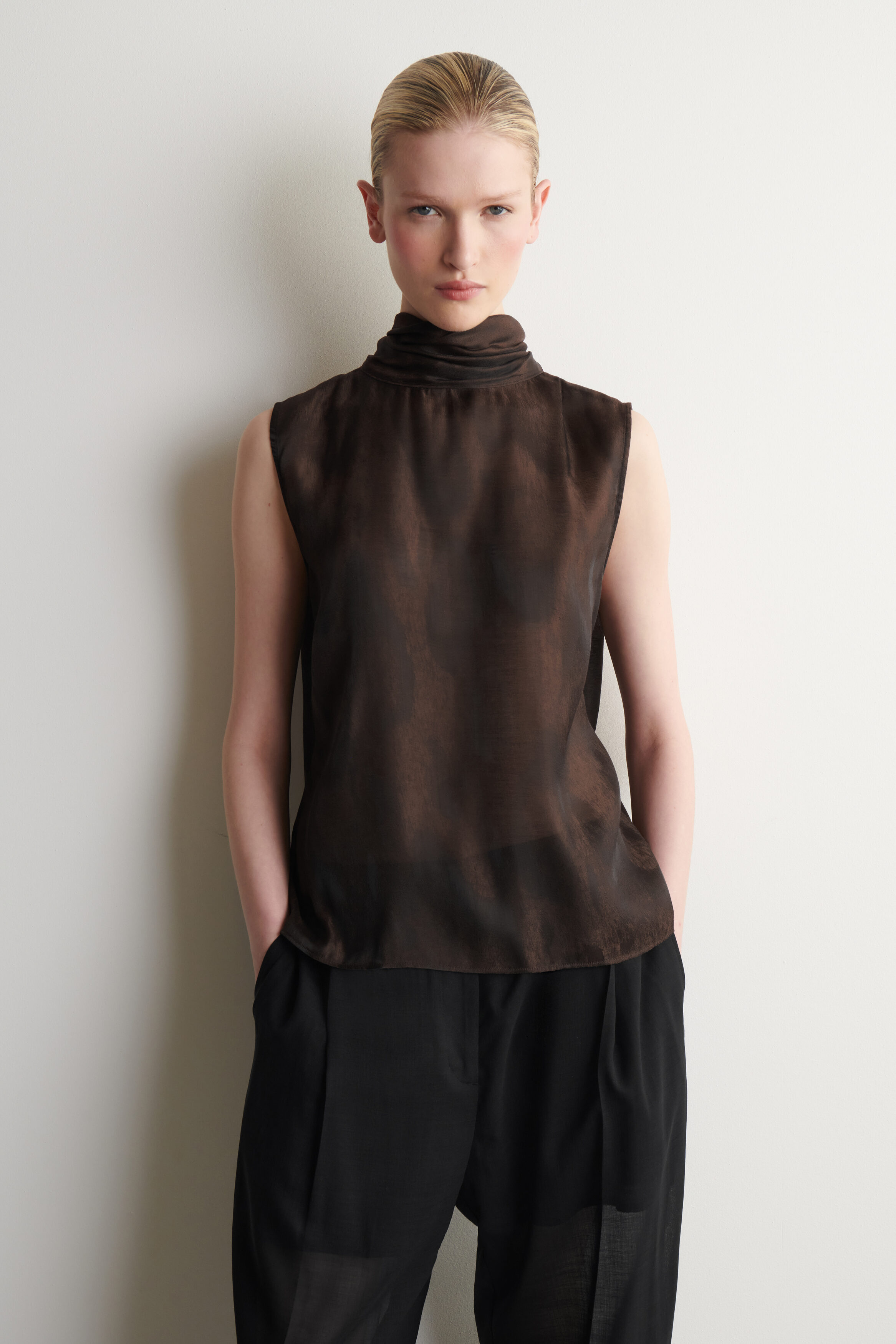Animal-Jacquard Scarf-Detail Blouse
