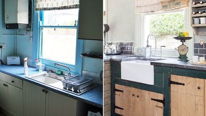 before and after images of kitchen renovation