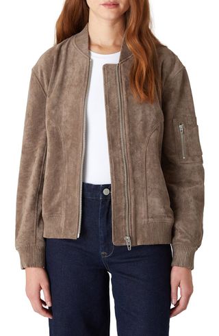 Faux Suede Bomber Jacket