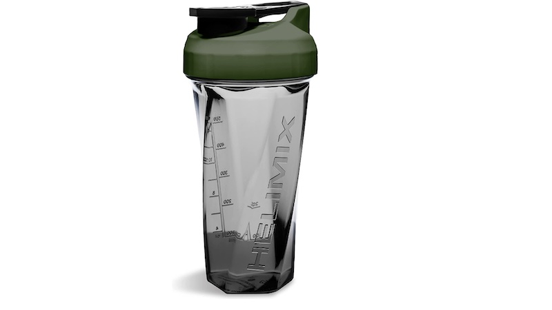 green and gray shaker bottle
