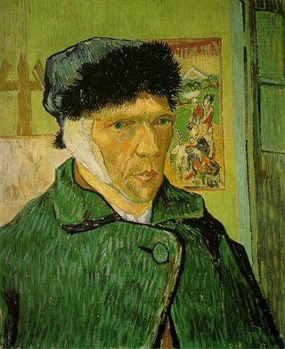 Vincent van Gogh's "Self-portrait with bandaged ear," painted in 1889, shortly after he cut his own ear off.