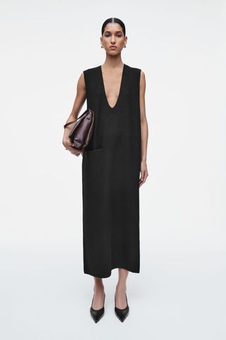 Boiled-Wool Midi Dress