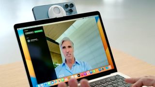 A MacBook showing Apple's Continuity Camera feature