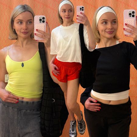 Collage of @emmahugh in FP Movement Outfits 