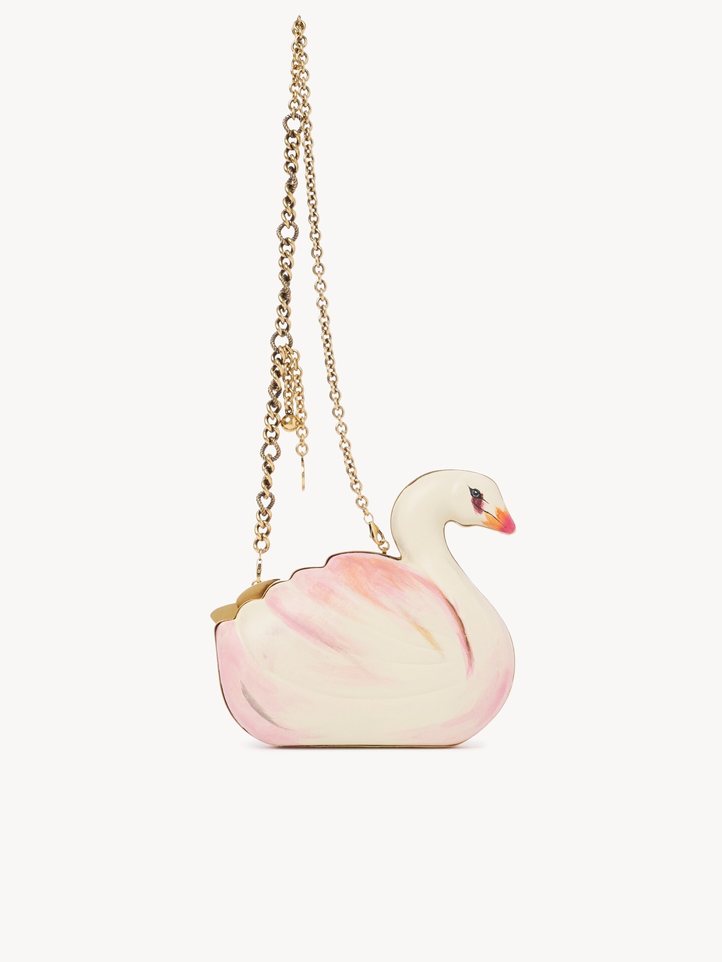 Chlo&amp;eacute; Tropicus Swan Minaudi&amp;egrave;re in Hand-Painted Leather
