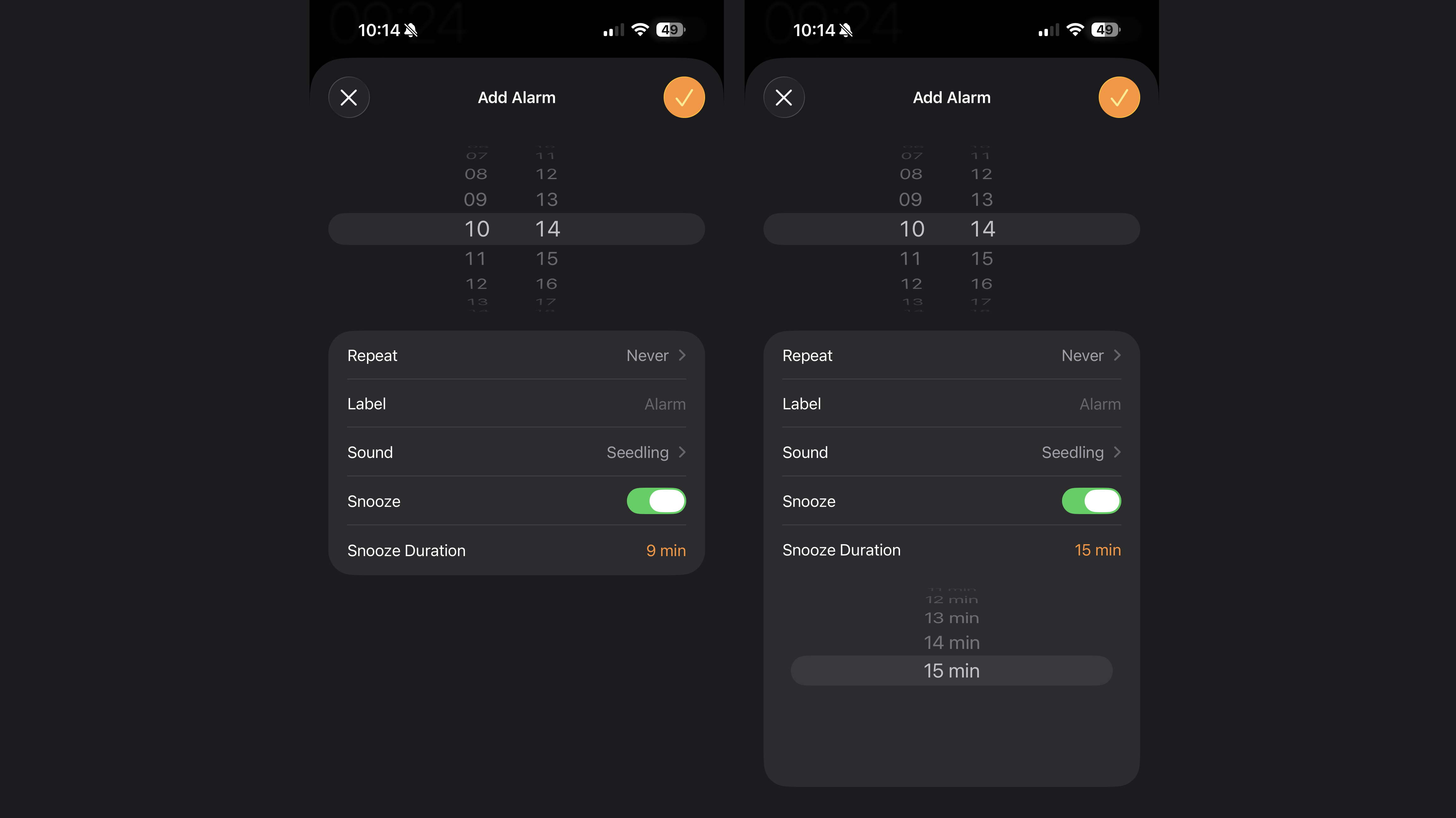 Changing the snooze duration in iOS 26