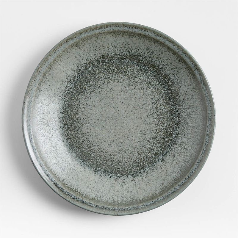 Moss green speckled stone dinner plate