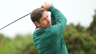 Robert Rock takes a shot in final qualifying for The Open at Dundonald Links