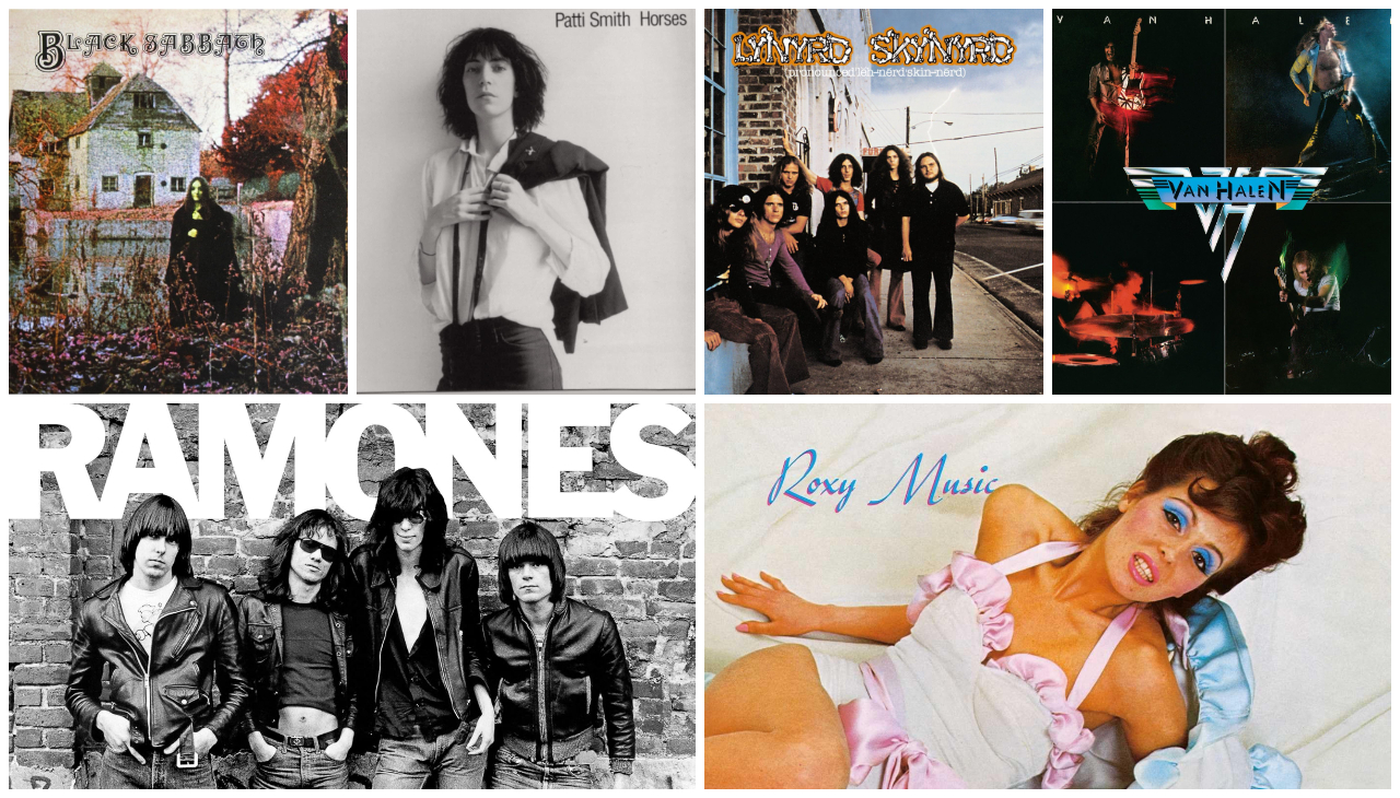 Montage of album covers from the 1970s