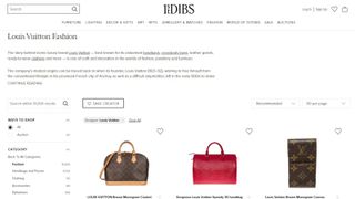 website screenshot of 1st dibs website on the Louis Vuitton page