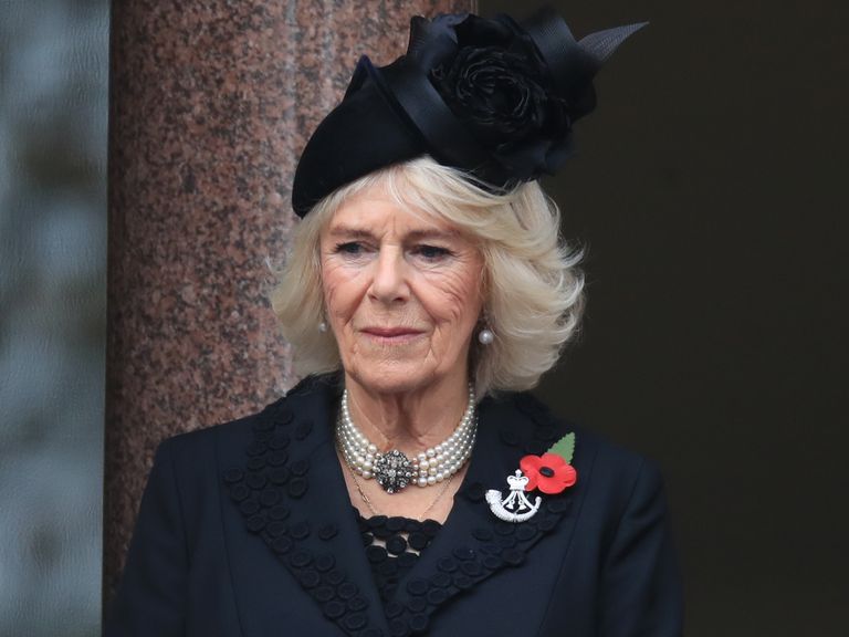 Camilla, Duchess of Cornwall attends a National Service of Remembrance at the Cenotaph in Westminster