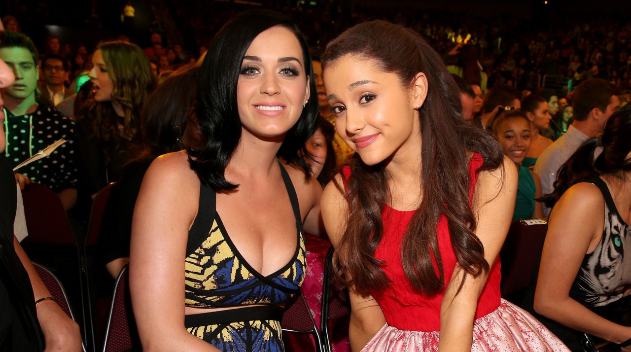 Katy Perry (L) and actress Ariana Grande attend Nickelodeon&#039;s 26th Annual Kids&#039; Choice Awards at USC Galen Center on March 23, 2013 in Los Angeles, California. 