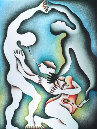 Judy Chicago Wrestling with the Shadow for Her Life from Shadow Drawings, 1982 Prismacolor on rag paper 29 x 23 in. (73.66 x 58.42 cm) © Judy Chicago/Artists Rights Society (ARS), New York; Photo © Donald Woodman/ARS, NY