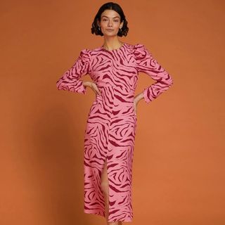 Omnes Zebra print pink dress