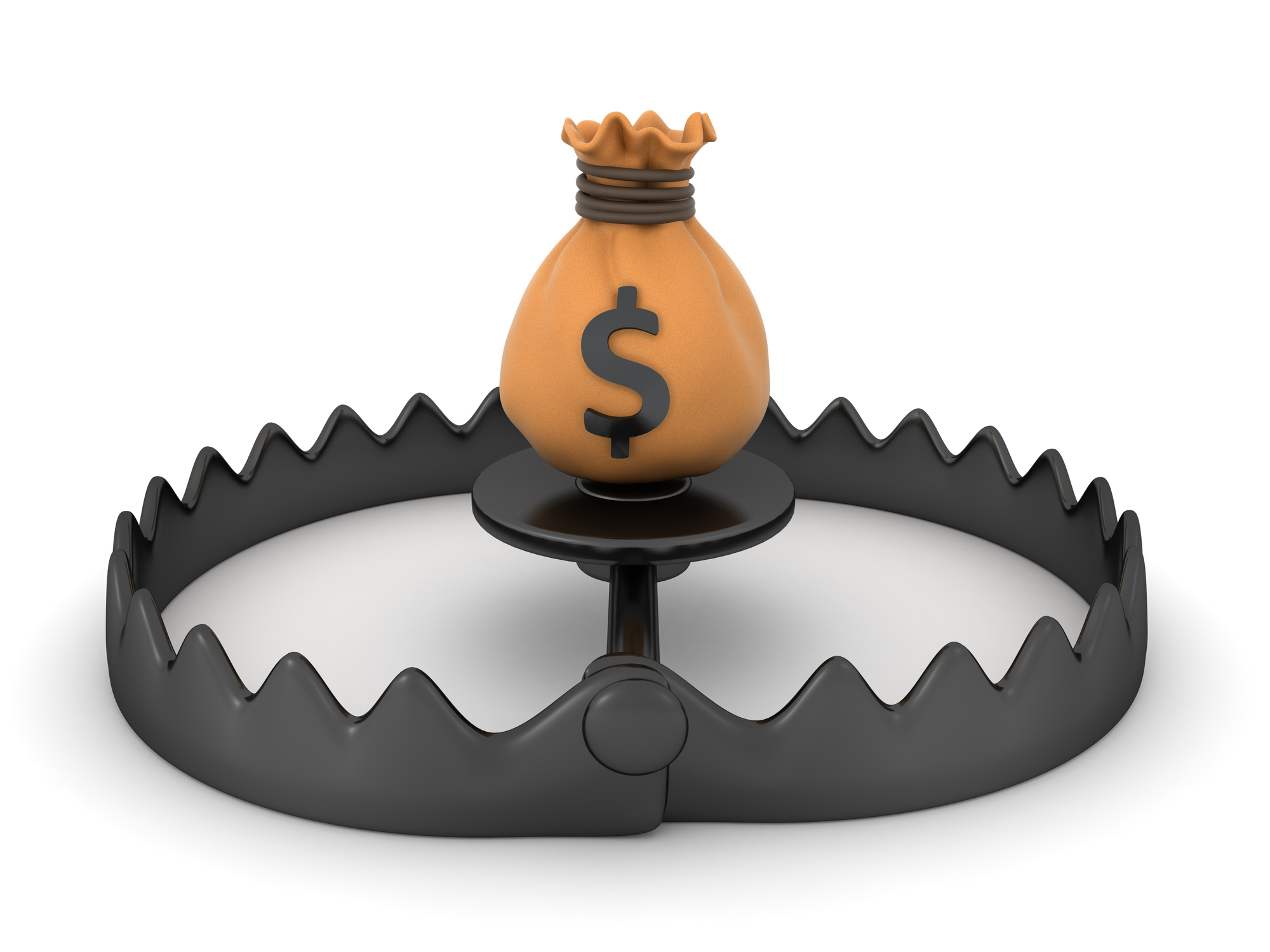 illustration of a money bag in a trap