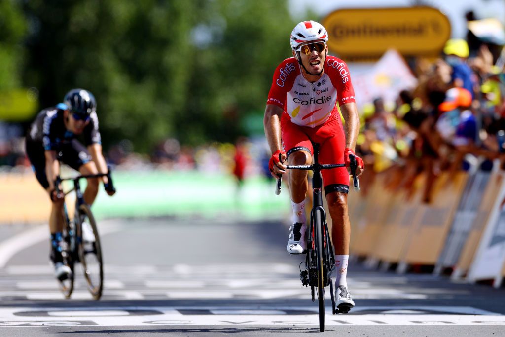 LIBOURNE FRANCE JULY 16 Christophe Laporte of France and Team Cofidis at arrival during the 108th Tour de France 2021 Stage 19 a 207km stage from Mourenx to Libourne LeTour TDF2021 on July 16 2021 in Libourne France Photo by Tim de WaeleGetty Images