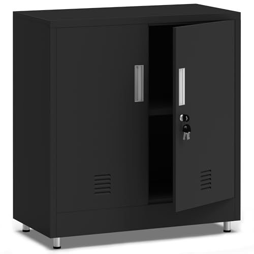 Metal Storage Cabinet With Locking Doors and Adjustable Shelf