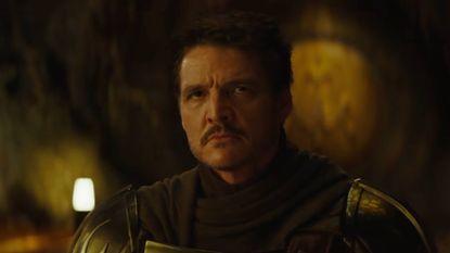 Pedro Pascal as Din Djarin in The Mandalorian and Grogu