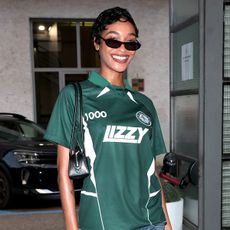 Jourdan Dunn attending the Como Cup at Giuseppe Sinigaglia Stadium