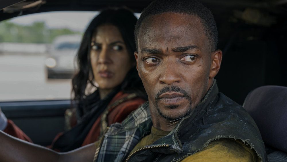 Stephanie Beatriz and Anthony Mackie in Twisted Metal