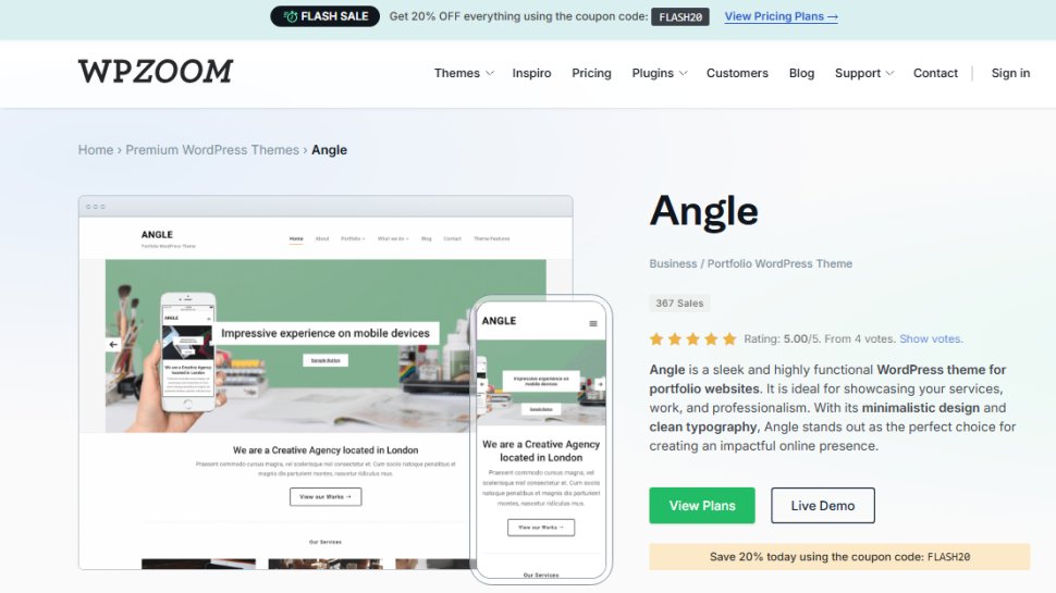 Website screenshot of Angle (August, 2025)