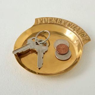 Vintage Inspired Brass Pocket Change Tray