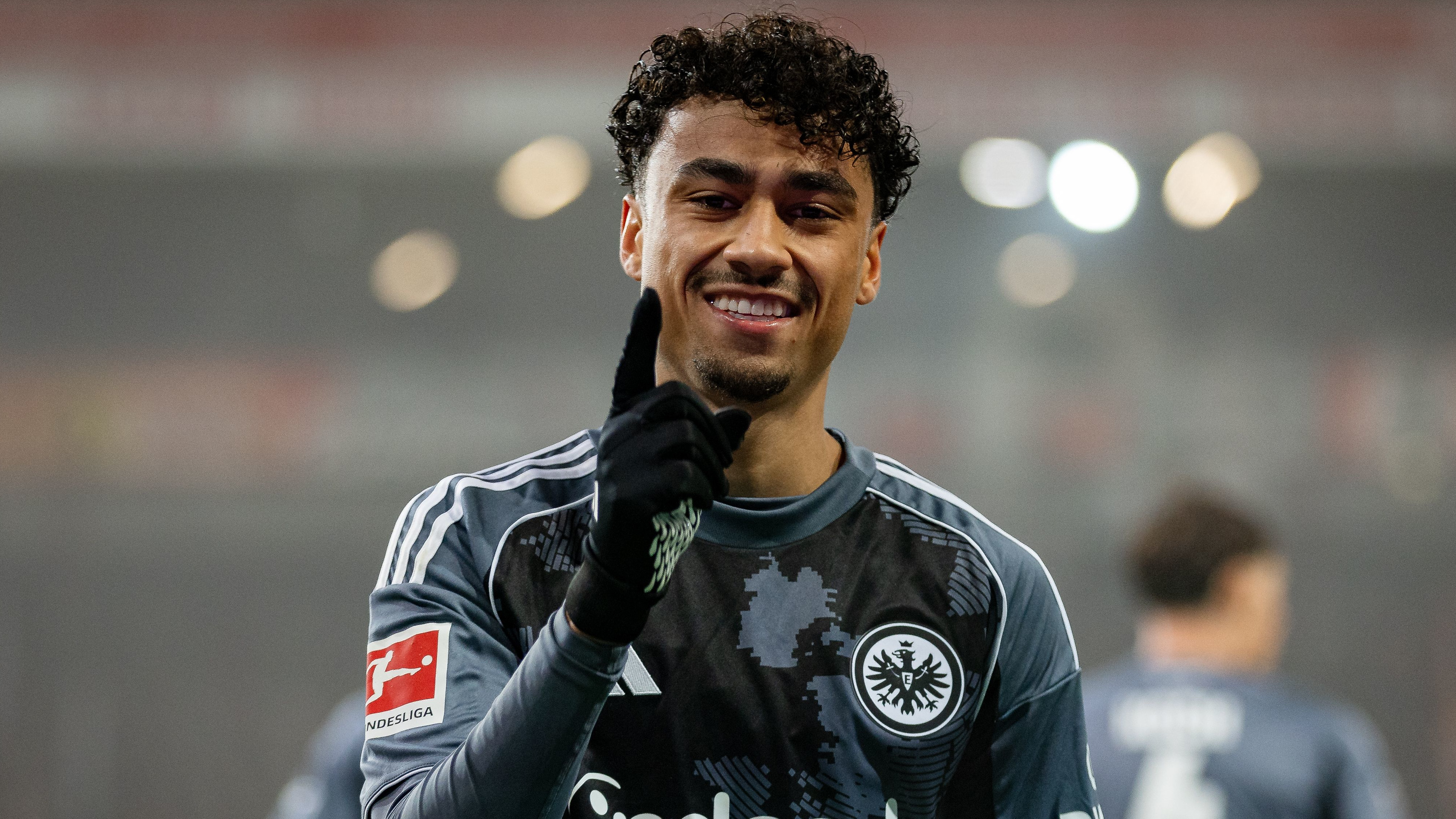 Eintracht Frankfurt star Nathaniel Brown celebrates a goal