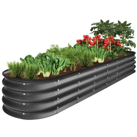 8x2x1ft Outdoor Metal Raised Oval Garden Bed