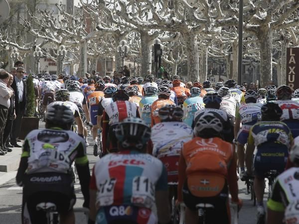 The Volta Ciclista a Catalunya peloton in action during stage four.