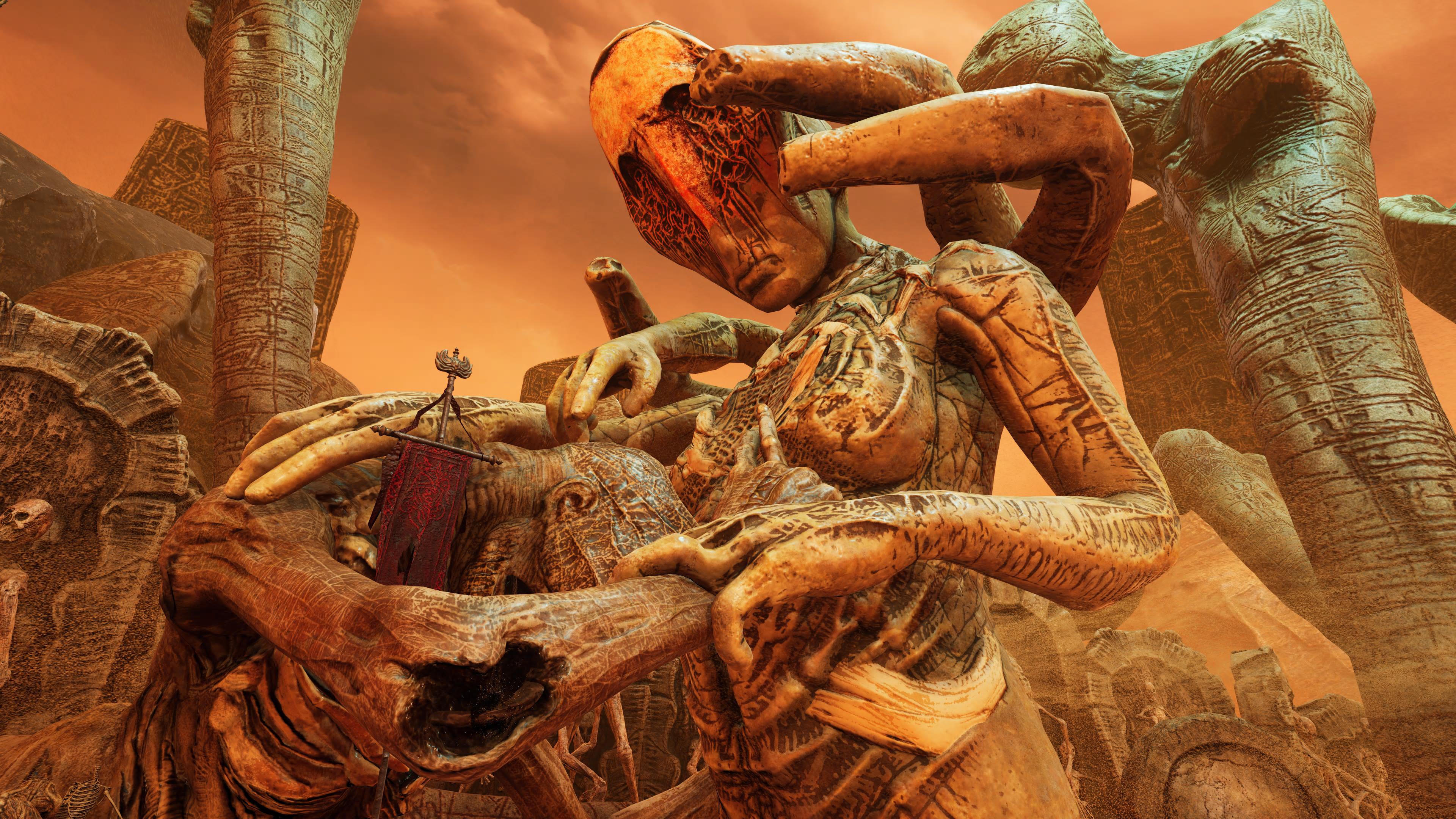 Scenes from a video game inspired by Giger and Beksinski