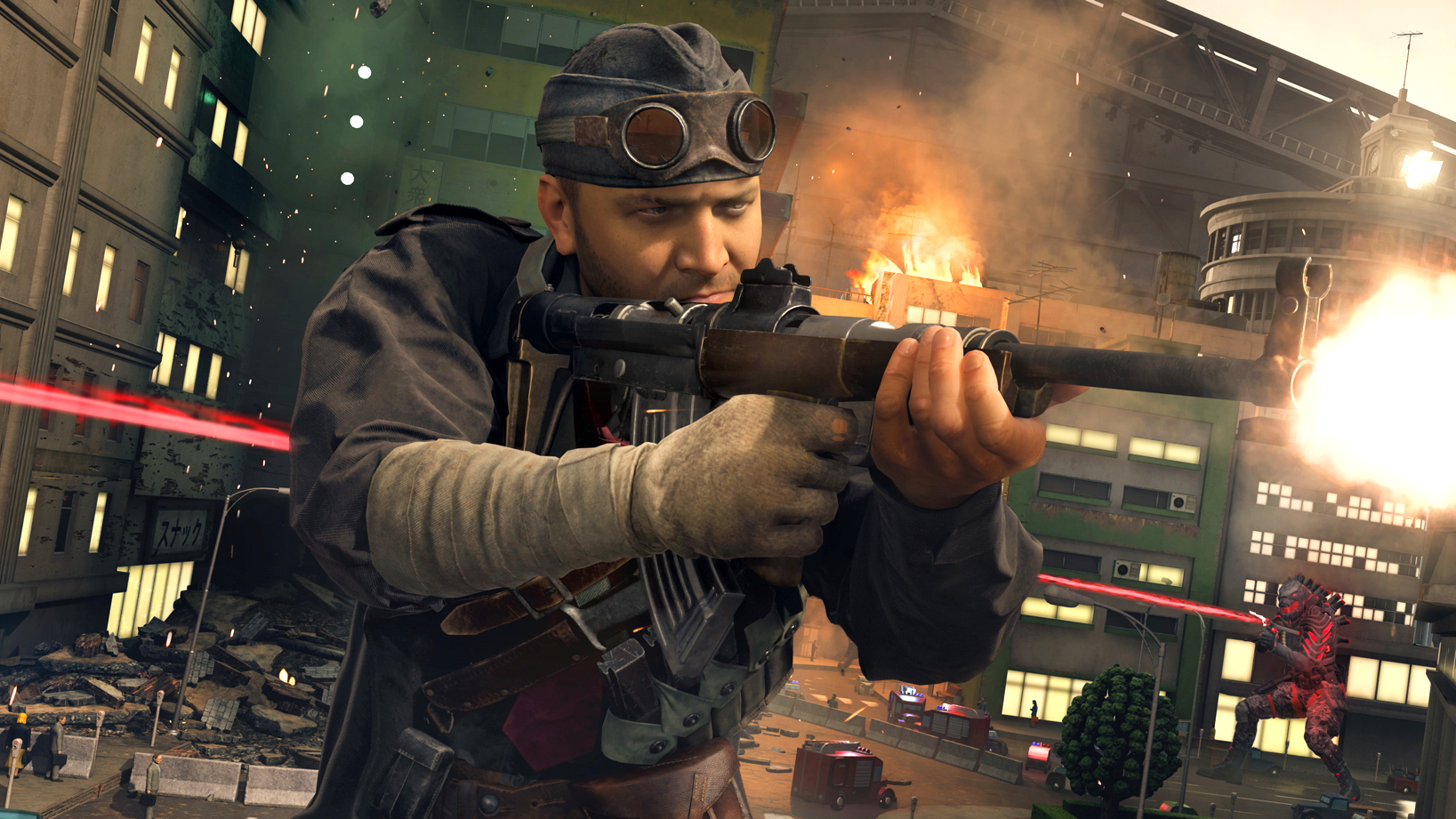 Seorang tentara di Call of Duty: Vanguard menembakkan senjata