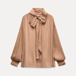 Neutral blouse with tie neck from Zara