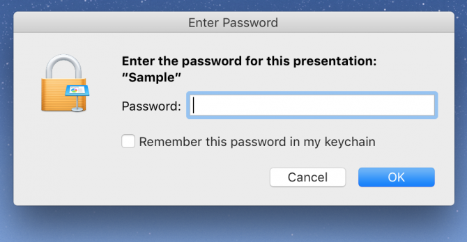 how to lock a keynote presentation