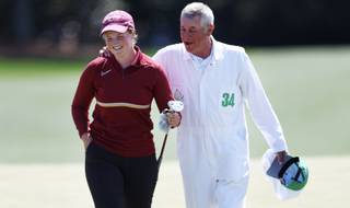 Lottie Woad and her caddie at the 2024 Augusta National Women's Amateur