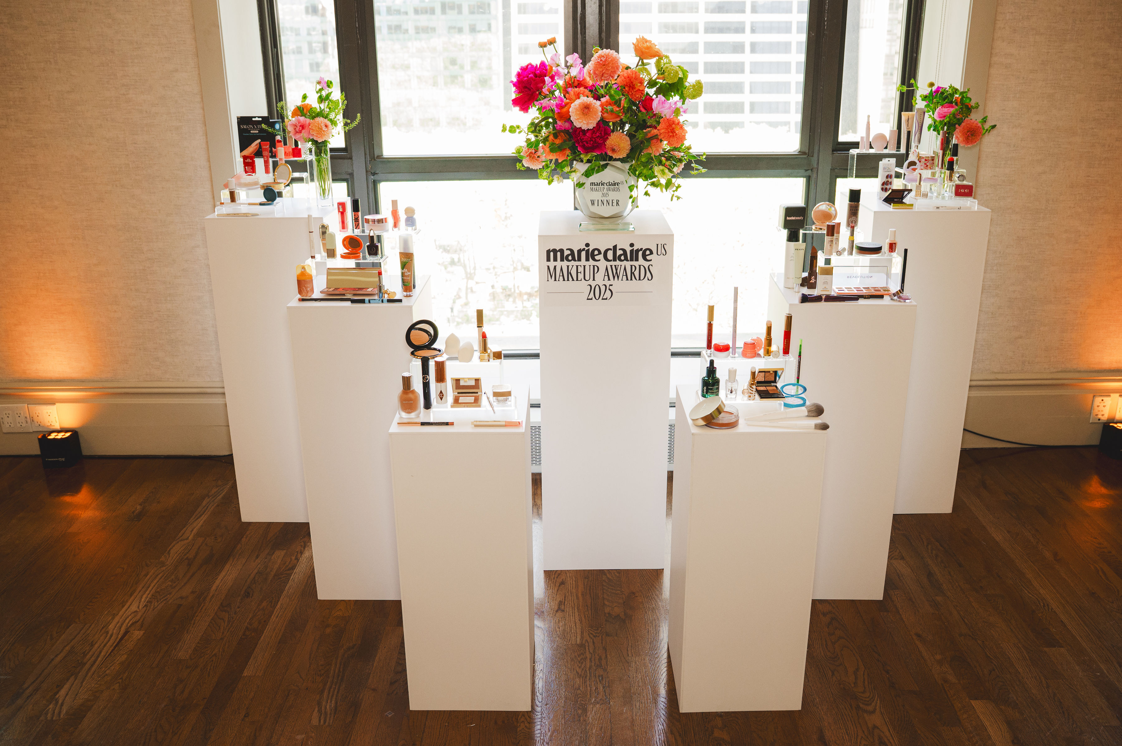 A presentation of some of the winning products at the Marie Claire makeup awards breakfast.