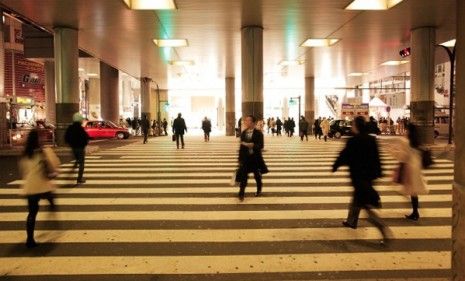 Japan&amp;#039;s Shubuya Station crossing, one of the busiest in the city, is quieted after last week&amp;#039;s disasters.